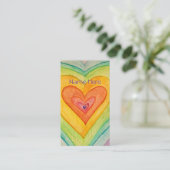 Rainbow Love Hearts Art Carte de visite (Debout devant)