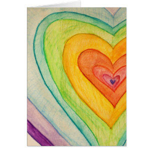 Rainbow Love Hearts Art Greeting Cartes