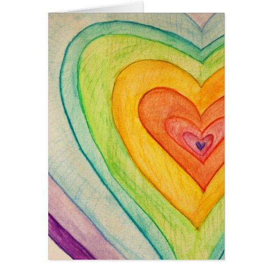 Rainbow Love Hearts Art Greeting Cartes (Devant)