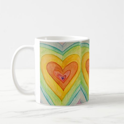 Rainbow Love Hearts Art Koffiebekers Koffiemok (Links)
