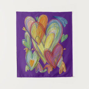 Rainbow Love Hearts Art Tapestry Wall Hangings Wandkleed