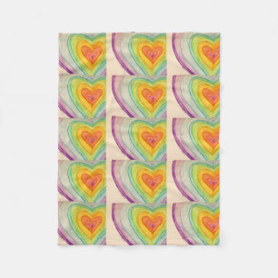 Rainbow Love Hearts Cozy Fleece Throw Blanket Deken