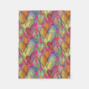 Rainbow Love Hearts Cozy Fleece Throw Blanket Deken