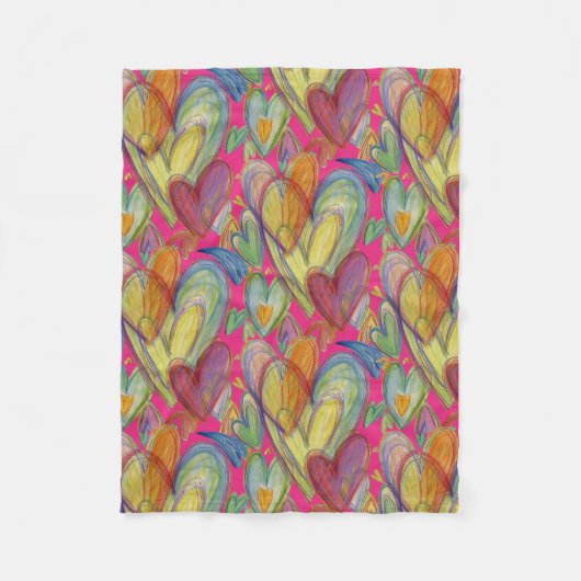 Rainbow Love Hearts Cozy Fleece Throw Blanket Deken (Voorkant)