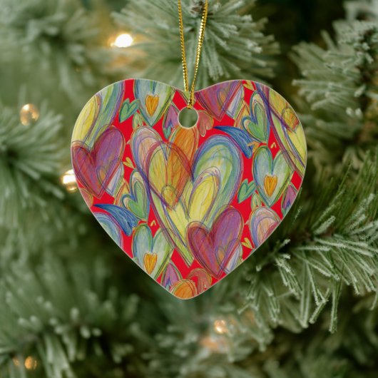 Rainbow Love Hearts Holiday Pendant Gift Ornament (Boom)