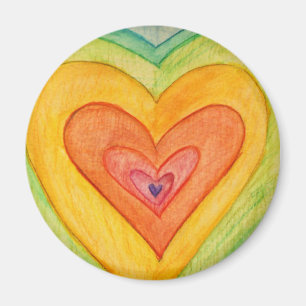 Rainbow Love Hearts Inspirational Fridge Magnet