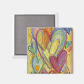 Rainbow Love Hearts Inspirational Fridge Magnet (Recto/Verso)