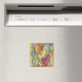 Rainbow Love Hearts Inspirational Fridge Magnet (In Situ (Lave-vaisselle))