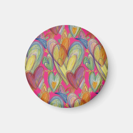 Rainbow Love Hearts Inspirerend Fridge Magnet Magneet (Voorkant)