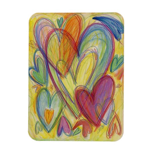 Rainbow Love Hearts Inspirerend Fridge Magnet Magneet (Verticaal)