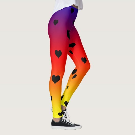 Rainbow Love Hearts, Pattern Dames Leggings (Rechts)