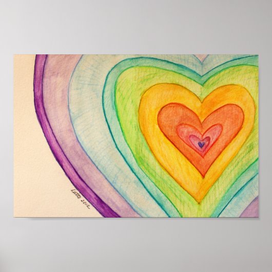 Rainbow Love Hearts Peinture Art Poster Prints (Devant)