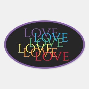 RAINBOW LOVE II Autocollants ovals / Violet