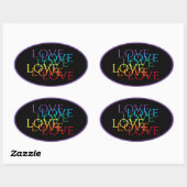 RAINBOW LOVE II Autocollants ovals / Violet (Feuille)