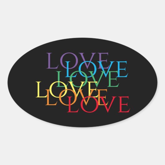 RAINBOW LOVE II Ovale Stickers (Voorkant)
