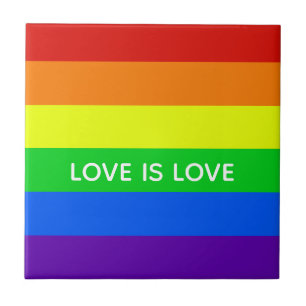 Rainbow Love is Love Colorful LGBTQ Gay Pride Tegeltje