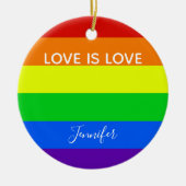 Rainbow Love is Love Custom Gay Pride Keramisch Ornament (Voorkant)
