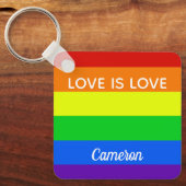 Rainbow Love is Love Gay Pride Custom LGBTQ Sleutelhanger (Voorkant)