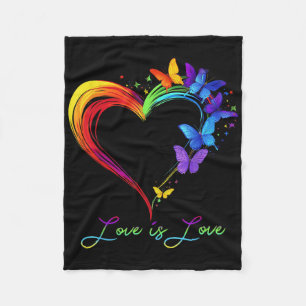 Rainbow Love Is Love LHBT Gay Lesbian Pride Butter Fleece Deken