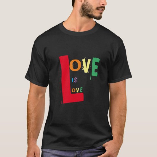 Rainbow Love is Love op Black T-shirt (Voorkant)