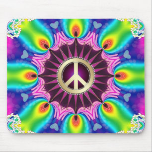 Rainbow Love Light Peace Sign Mousepad Muismat
