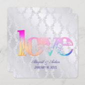 Rainbow Love on Wedding Satin Invitation Kaart (Voorkant / Achterkant)