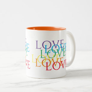 RAINBOW LOVE Orange Mug à deux tons