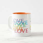 RAINBOW LOVE Orange Mug à deux tons (Devant gauche)