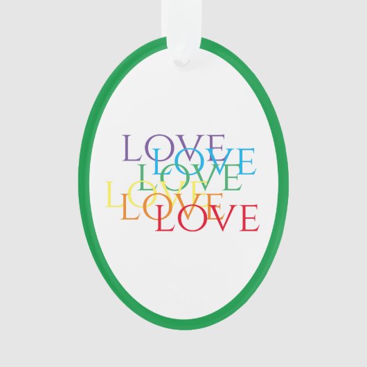 RAINBOW LOVE Ornement ovale acrylique - Vert (devant)