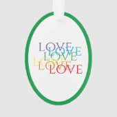 RAINBOW LOVE Ornement ovale acrylique - Vert (dos)