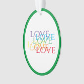 RAINBOW LOVE Ornement ovale acrylique - Vert (devant)