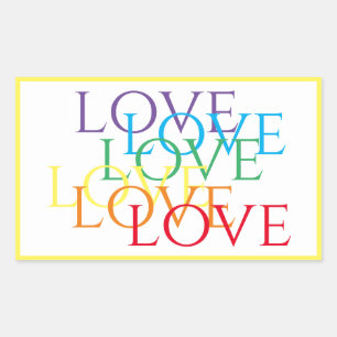 RAINBOW LOVE Rechthoek Stickers / Geel