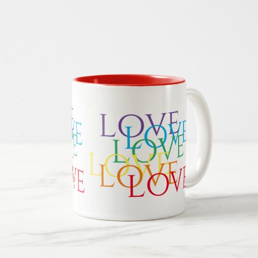 RAINBOW LOVE Rouge Mug à deux tons (Devant droit)