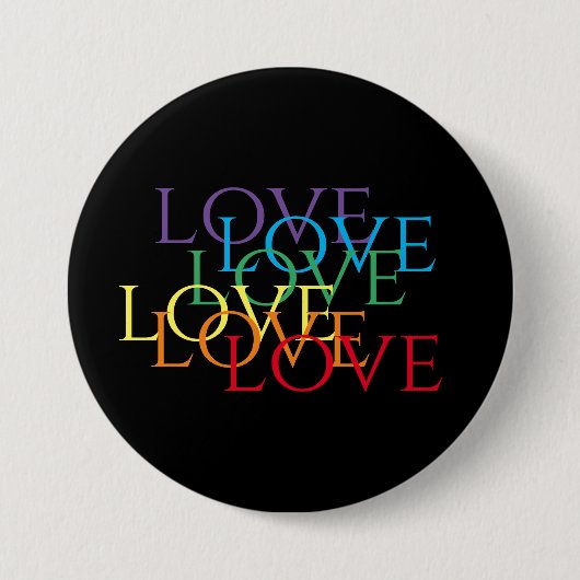 RAINBOW LOVE Round Button - zwart (Voorkant)