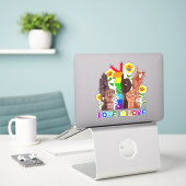 Rainbow Love Sticker (Laptop op bureau)