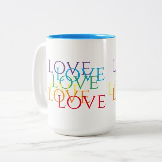RAINBOW LOVE Tall Blue Two-Tone Mok (Voorkant links)