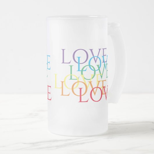 RAINBOW LOVE Tall Frosted Glass Mok (Voorkant rechts)