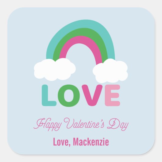 Rainbow Love Valentijn's Day Vierkante Sticker (Voorkant)
