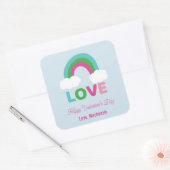 Rainbow Love Valentijn's Day Vierkante Sticker (Envelop)