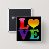 Rainbow Love Vierkante Button 5,1 Cm (Voorkant /achterkant)