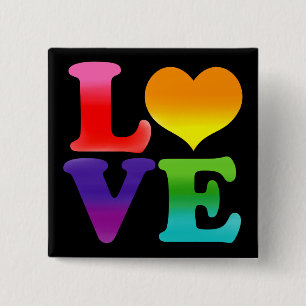 Rainbow Love Vierkante Button 5,1 Cm