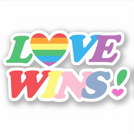 Rainbow Love Wins Heart LGBT Sticker (Voorkant)