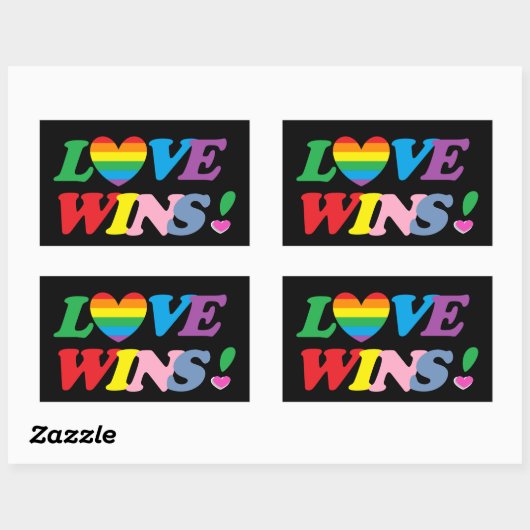 Rainbow Love Wins Pride Heart LGBT Rechthoekige Sticker (Vel)