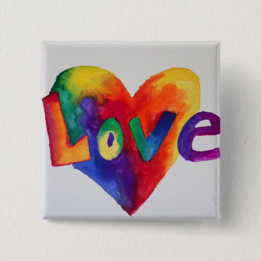 Rainbow Love Word Art Button of pin schilderen (Voorkant)