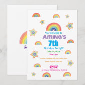 Rainbow Magic Childrens Birthday Invitation Kaart (Voorkant / Achterkant)