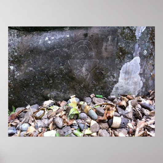 "Rainbow Man" Petroglyph, Maui, Hawaii Poster (Voorkant)