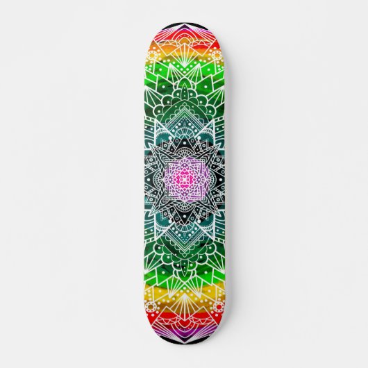 Rainbow Mandala Colorful Skateboard (Voorkant)