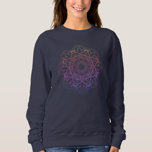 Rainbow Mandala donkerblauw sweatshirt (Voorkant)