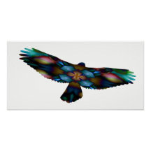 Rainbow Mandala Kaleidoscope Hawk in vlucht