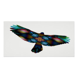 Rainbow Mandala Kaleidoscope Hawk in vlucht Perfect Poster